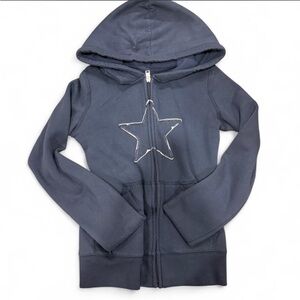 navy blue hollister star jacket